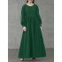 Women solid color vintage lantern sleeve high waist bohemian maxi dress Sal