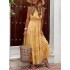Women solid color woven bronzing polka dot v-neck sleeveless elegant maxi dress Sal