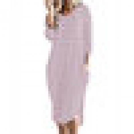 Women stripes 3/4 sleeves high low hem dress with pocket Sal