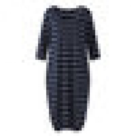 Women stripes 3/4 sleeves high low hem dress with pocket Sal