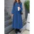 Women tiered pleats round neck casual long sleeve maxi dresses Sal