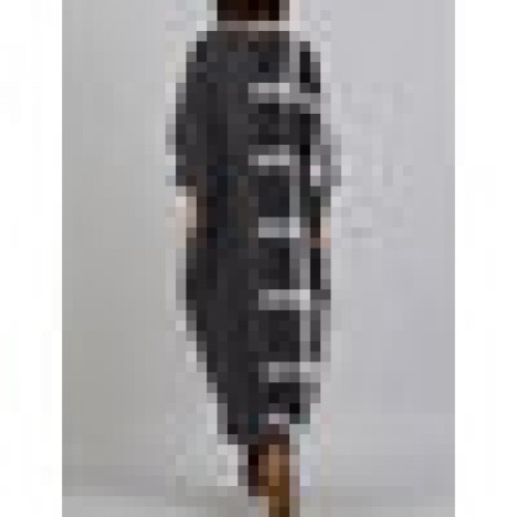 Women v neck stripe plaid long sleeve vintage maxi dress Sal