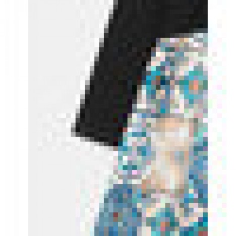 Women vintage ethnic print patchwork v-neck long sleeve casual dress Sal