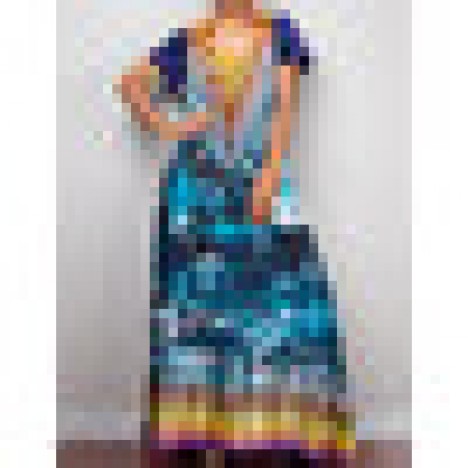 Women vintage ethnic summer tie-dye loose beach long maxi dress Sal