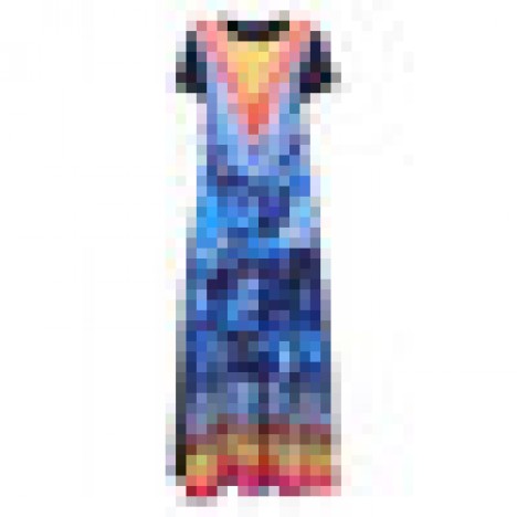 Women vintage ethnic summer tie-dye loose beach long maxi dress Sal