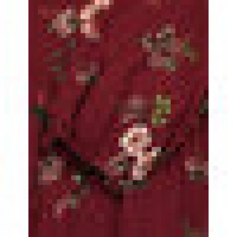 Women vintage floral print v-neck back zipper puff sleeve maxi dresses Sal
