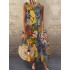 Women vintage sleeveless o-neck loose baggy summer casual long maxi dress Sal