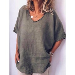 Casual v-neck solid blouse Sal