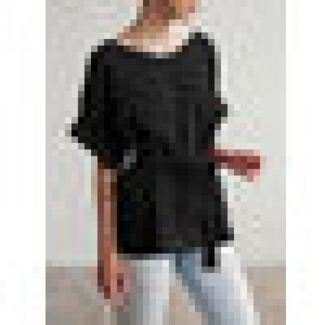 Casual women cotton linen v-neck batwing sleeve tops Sal