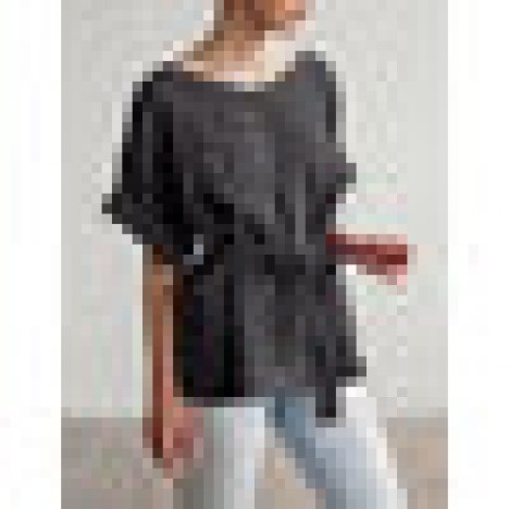 Casual women cotton linen v-neck batwing sleeve tops Sal