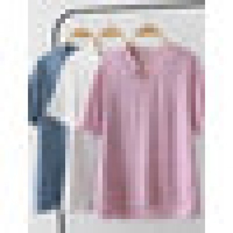Casual women cotton loose striped irregular hem blouse Sal