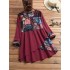 Ethnic print patchwork irregular long sleeve vintage blouse Sal