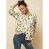 Fruit vegetable printing button long sleeved loose lapel casual blouse for women Sal