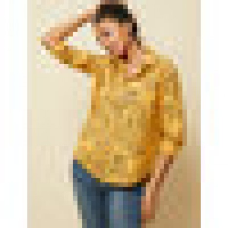 Long sleeve lapel button figure print loose casual shirts for women Sal