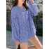 Puff sleeve v-neck high low hem casual plaid blouse for women Sal