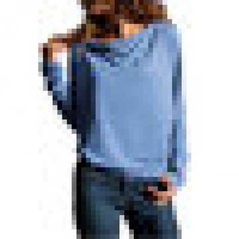 Pure color crew neck long sleeve loose casual blouse tops for women Sal