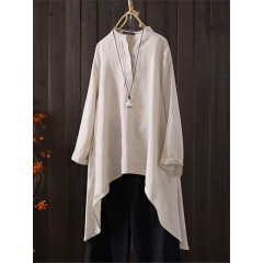 Retro asymmetric cotton blouse Sal
