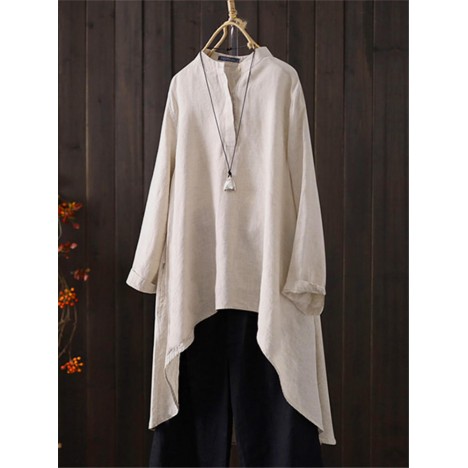 Retro asymmetric cotton blouse Sal