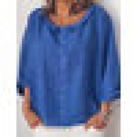 S-5xl women solid color cotton lapel 3/4 sleeve blouse Sal