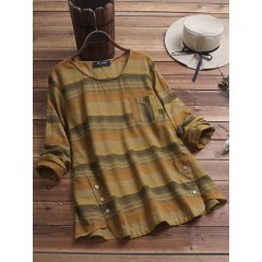 Side buttons striped blouse Sal