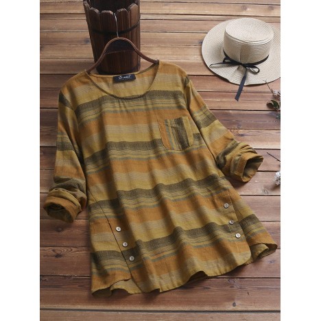 Side buttons striped blouse Sal