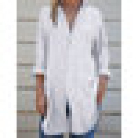 Solid color v-neck long sleeve split hem blouse for women Sal