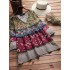Vintage floral print patchwork 3/4 sleeve blouse Sal