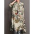 Women 100% cotton floral print high low hem button long sleeve vintage blouses Sal