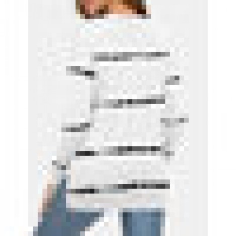 Women design stripe print side split long sleeve loose blouses Sal