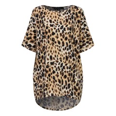 Women short sleeve leopard print loose baggy casual blouse Sal