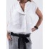 Women sleeveless stand collar solid casual shirts Sal
