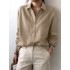 Women solid color lapel casual long sleeve shirts with pocket Sal