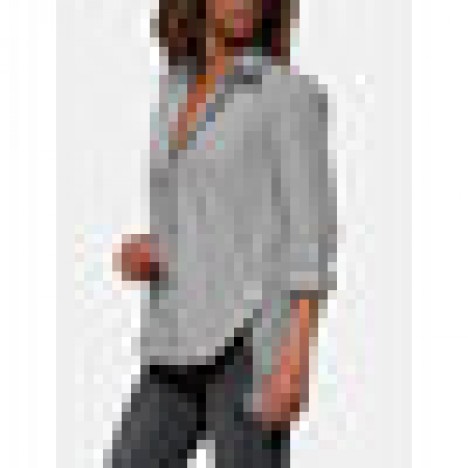 Women solid color lapel design side button long sleeve casual blouses Sal