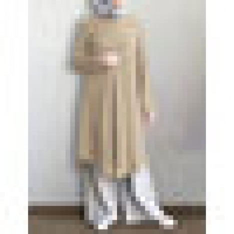 Women solid color mid-calf length half button kaftan robe long sleeve shirt Sal