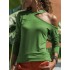 Women solid color off shoulder long sleeve blouse Sal