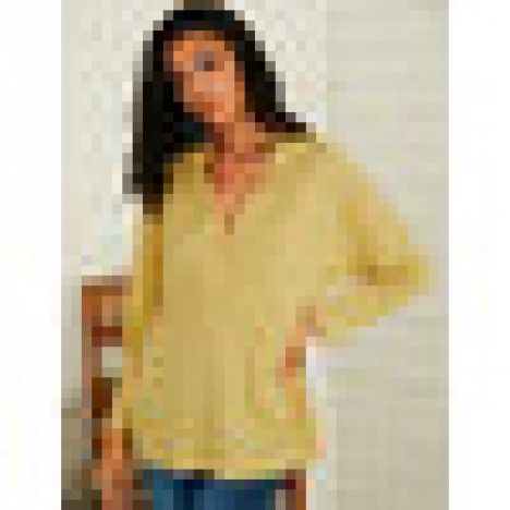 Women solid color v-neck drop shoulder casual long sleeve blouse Sal