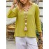 Women v-neck solid color high-low hem cozy casual blouse Sal
