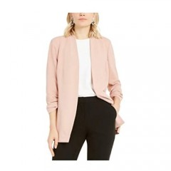 Alfani Ruched-Sleeve Open-Front Blazer Pottery Clay L Pink