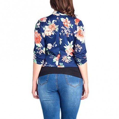 Bubble B Women's Floral Print Blazer 3/4 Sleeve Jackets S to 3X