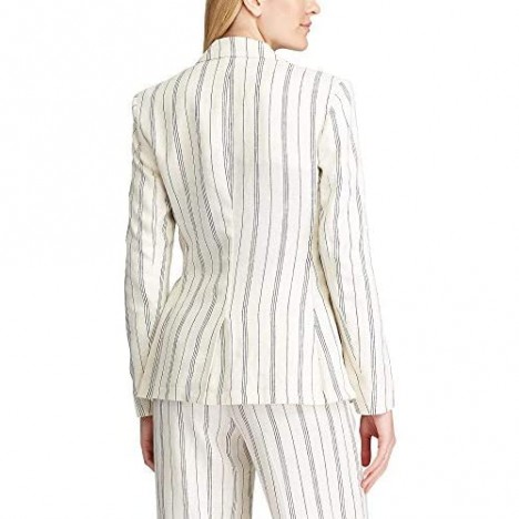 Chaps Women's Striped Soft Linen Blend Refined Wear Blazer