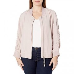 City Chic Women's Apparel womens Bomber Jacket With Drawcord Sleeve Detail
