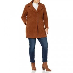 City Chic Women's Apparel womens Boucle Longline Coat With Concealed Buttons