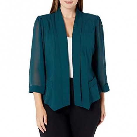 City Chic Women's Apparel Women's Relaxed Fit Jacket with Sheer Sleeve Detail