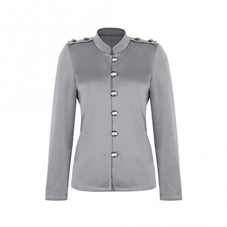 DYMADE Women's Blazers Open Front Long Sleeve Buttons Casual Work Office Blazer Jacket Suit