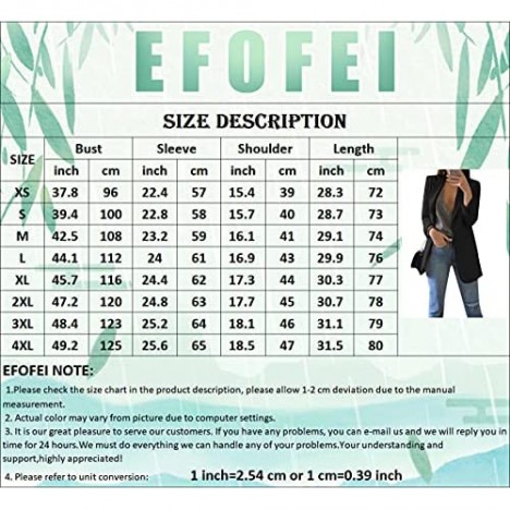 EFOFEI Women's Tweed Plaid Round Neck Jackets Casual Slim Fit Long Sleeve Blazer Plus Size