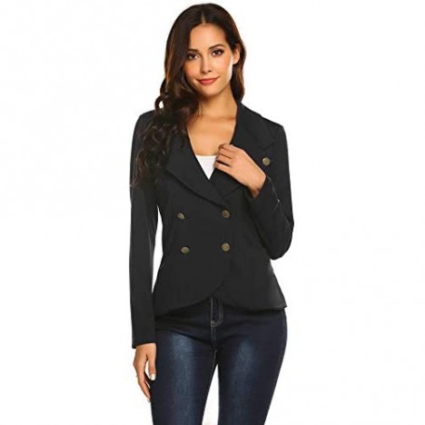 ELESOL Women Thin Peplum Casual Work Blazer Jacket Coat Tops Black/M