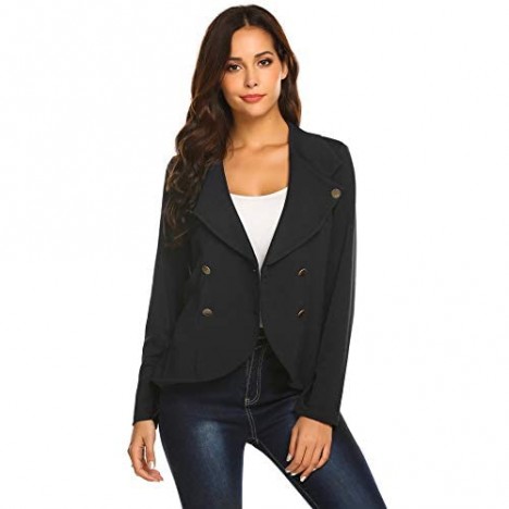 ELESOL Women Thin Peplum Casual Work Blazer Jacket Coat Tops Black/M
