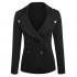 ELESOL Womens Casual Work Knit Blazer Jacket Lapel Longline Blazer Black