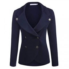 ELESOL Women's Elegant Turn Down Collar Wear to Work Outwear Jacket Blazer Dark Blue/XXL