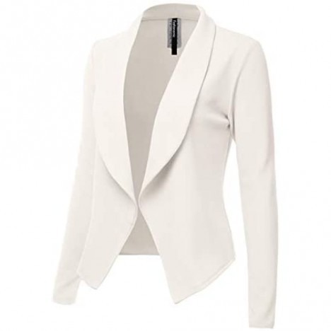 FASHIONOLIC Womens Light Weight Casual Work Office Open Front Blazer Cardigan Jacket Made in USA (CLBC002) Ivory 2X